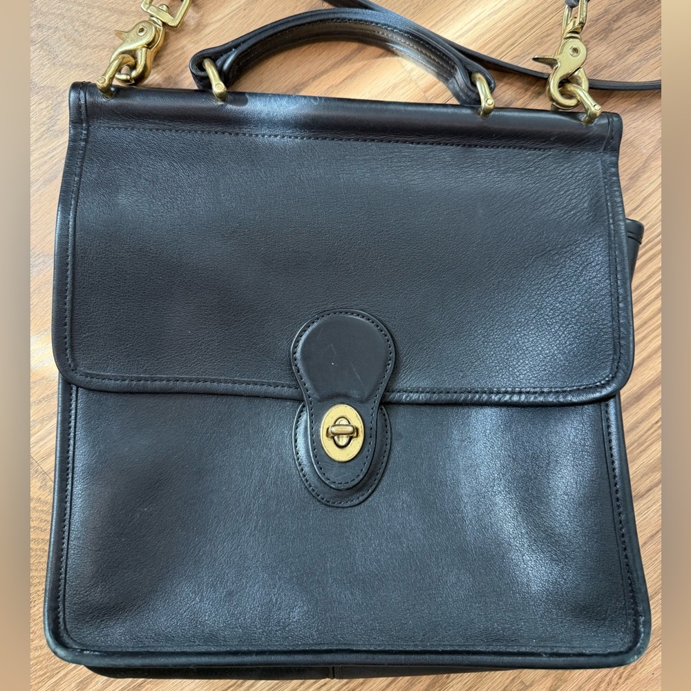 Coach vintage Black Leather Satchel with Gold Hardware